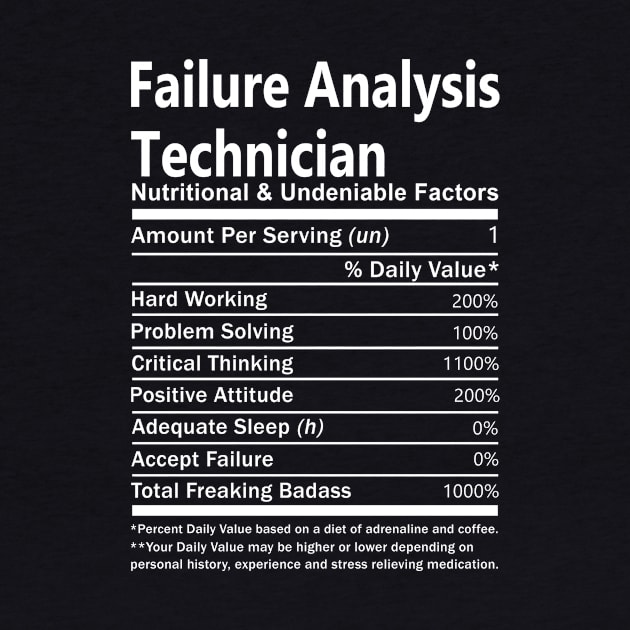 Failure Analysis Technician T Shirt - Nutritional and Undeniable Factors Gift Item Tee by Ryalgi